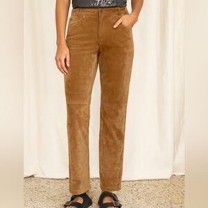 Chadwick’s Vintage Tan Suede High Rise Tapered Leather Pants Size 2